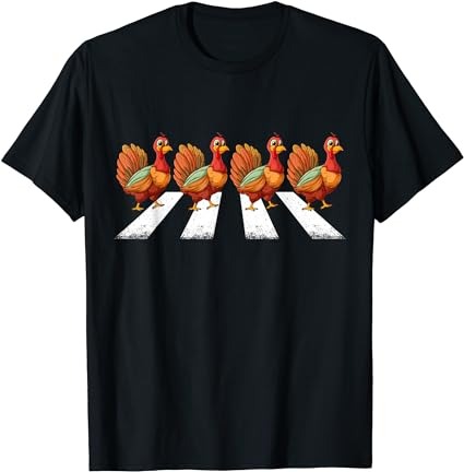 Funny turkey crossing road crosswalk thanksgiving day kids t-shirt