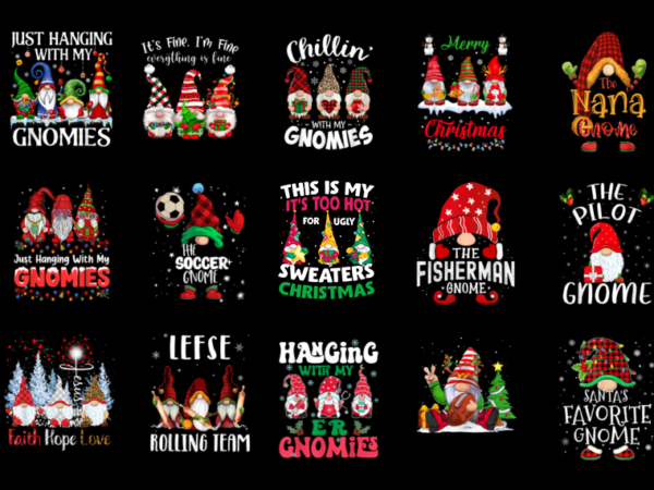 15 christmas gnome shirt designs bundle for commercial use part 6, christmas gnome t-shirt, christmas gnome png file, christmas gnome digita