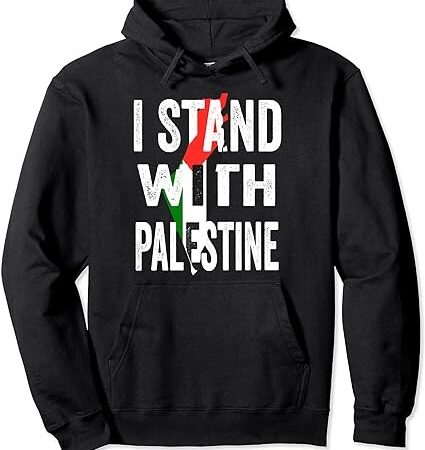 I stand with palestine flag and map pullover hoodie t shirt design for sale