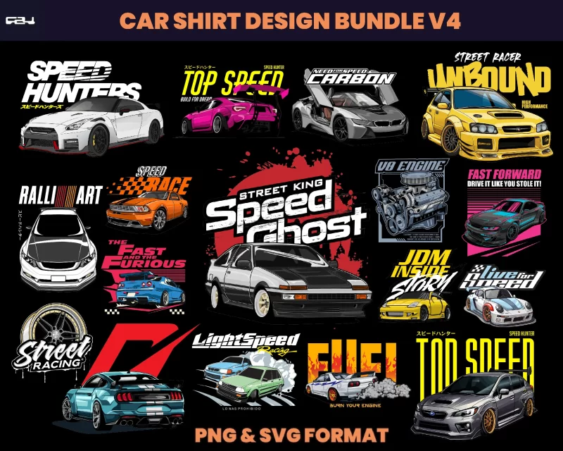 100 Sport Car Streetwear Designs, T-shirt Design bundle, Streetwear Designs, jdm Design, Urban Shirt designs, Graphics shirt , DTF, DTG