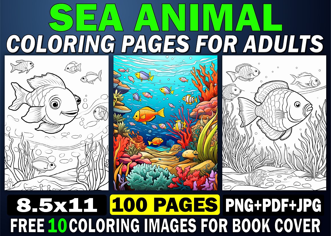 Sea Animal Coloring Pages for Adults 3 - Buy t-shirt designs