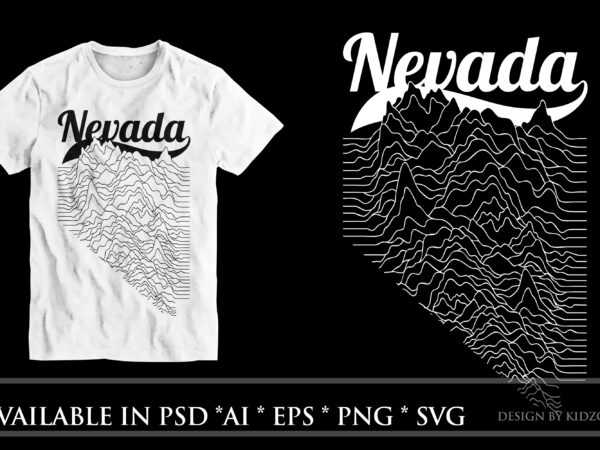 Nevada mountain map t-shirt design | nevada map vector