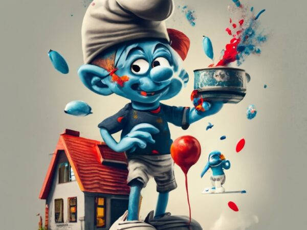 T-shirt design, smurf’s, house watercolor splash png file