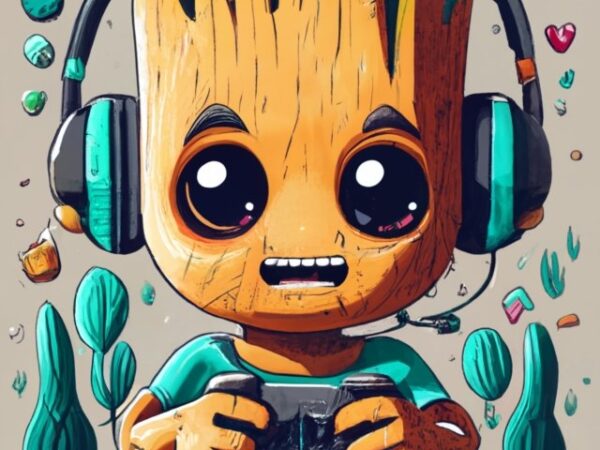 Text “francisco” in modern typography, marvel baby groot gamer on a t-shirt design png file