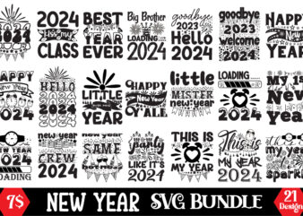 Happy New Year SVG Bundle 2024, Happy New Year 2024 All Subject Design , Happy New Year Bundle .