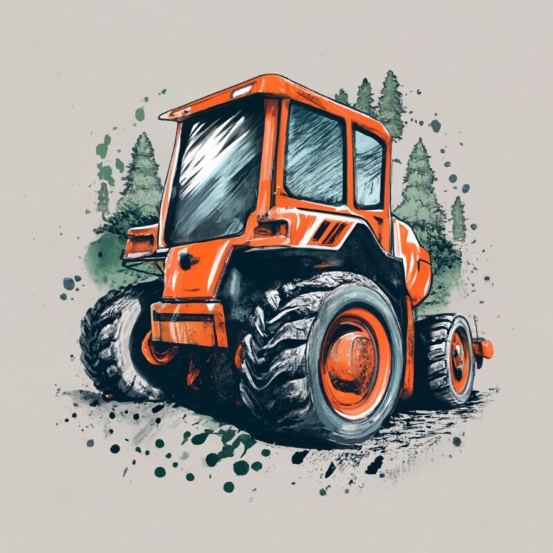 t-shirt design, forestry machine operator. 3D text “silvicultura”. watercolor splash PNG File