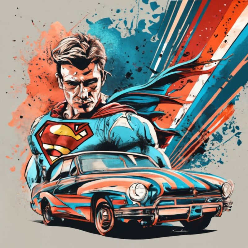 t-shirt design, Super Man. watercolor splash PNG File