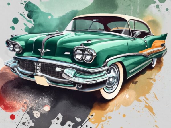 T-shirt design, green oldsmobile super 88 car 1956 png file