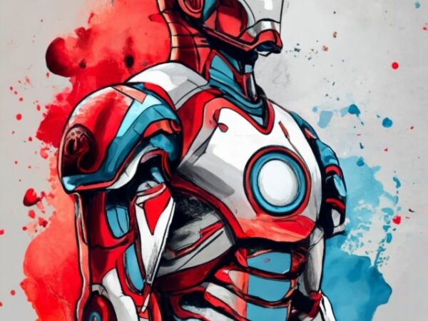 T-shirt design, ironman. watercolor splash png file