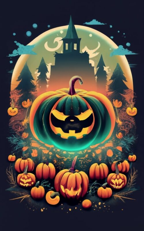 tshirt design, Hauntingly beautiful pumpkin artwork PNG File