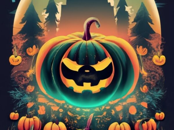 Tshirt design, hauntingly beautiful pumpkin artwork png file