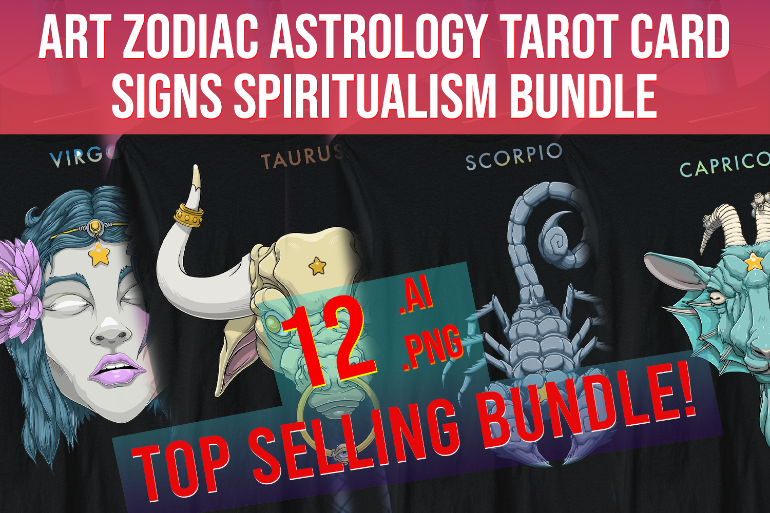 Art Zodiac Pop Culture Astrology Tarot Card Sign Spiritualism Bundle