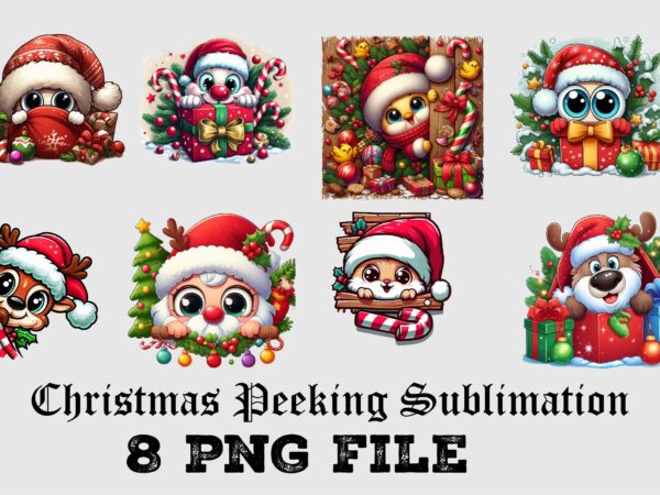 Christmas peeking sublimation bundle t shirt vector file