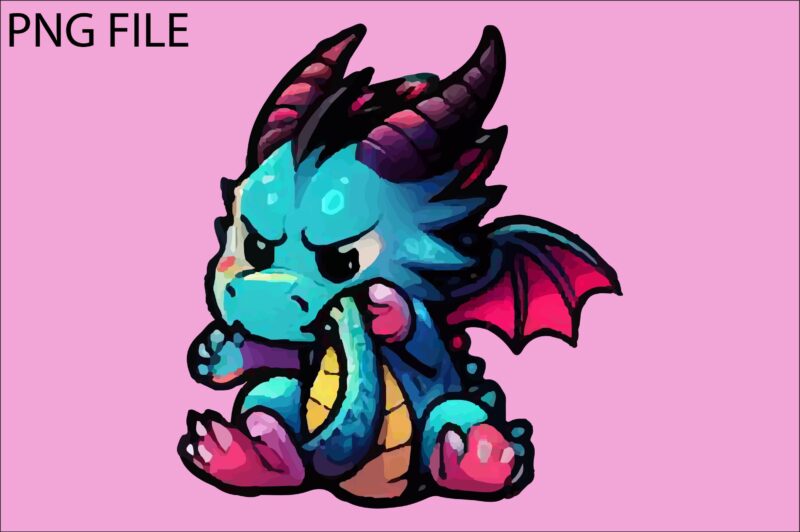 Dragon colorful sticker PNG Sublimation