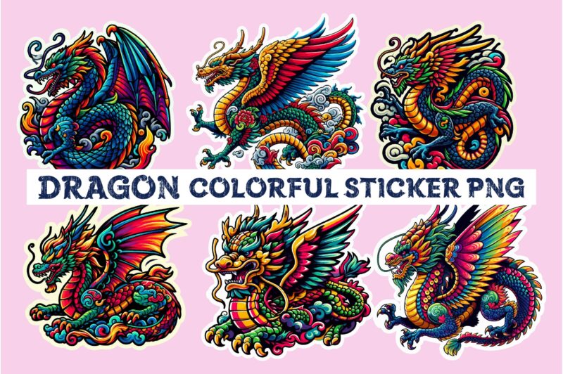 Dragon colorful sticker PNG Sublimation