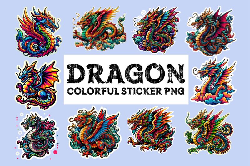 Dragon colorful sticker PNG Sublimation