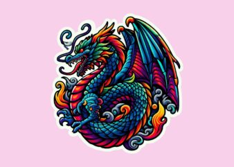 Dragon colorful sticker PNG Sublimation