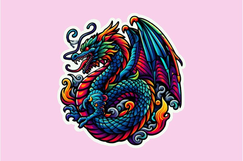 Dragon colorful sticker PNG Sublimation