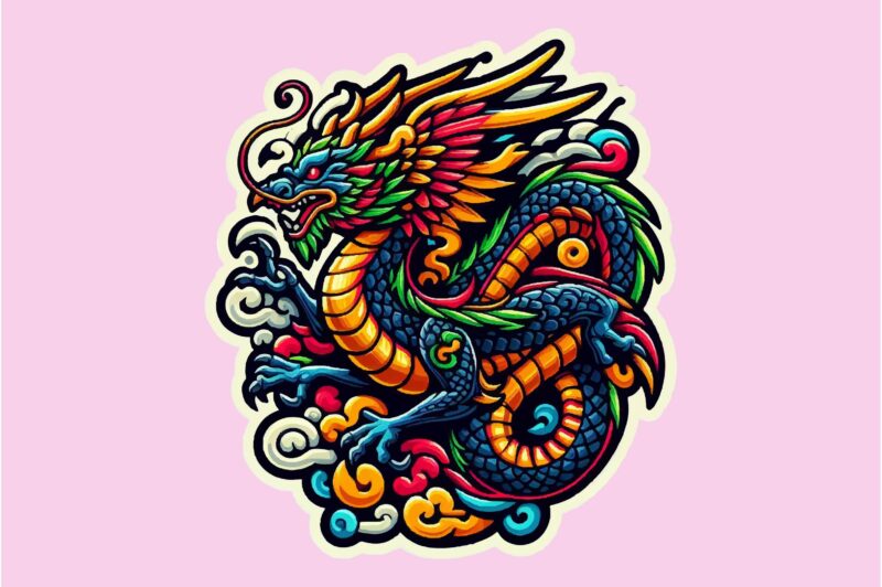 Dragon colorful sticker PNG Sublimation