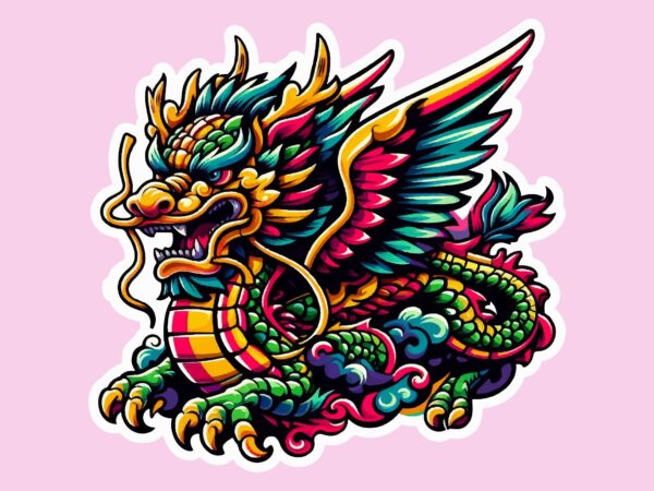 Dragon colorful sticker png sublimation t shirt vector illustration