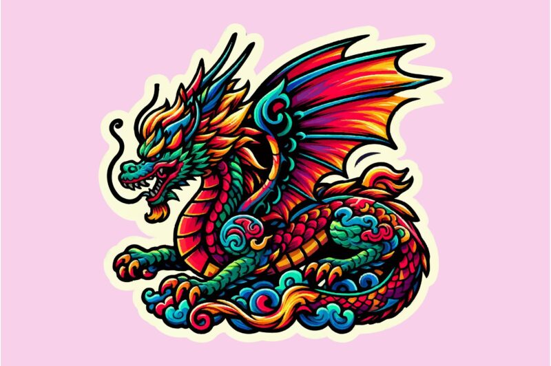 Dragon colorful sticker PNG Sublimation