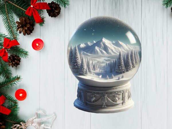 3d snowy landscape globe xmas ornament png sublimation