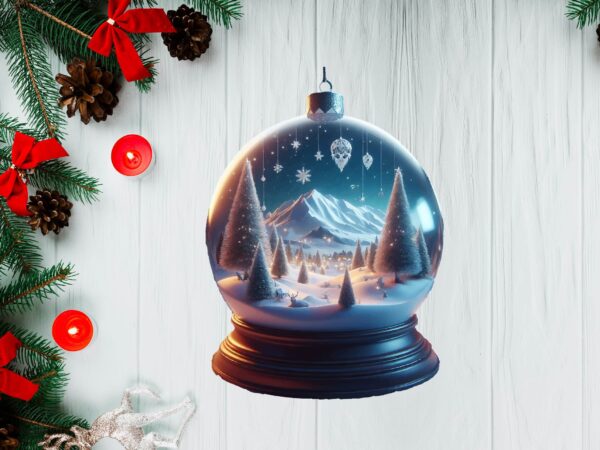 3d snowy landscape globe xmas ornament png sublimation