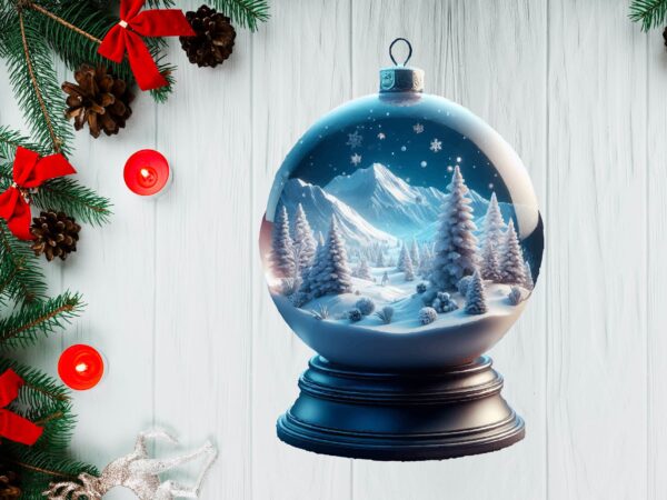 3d snowy landscape globe xmas ornament png sublimation