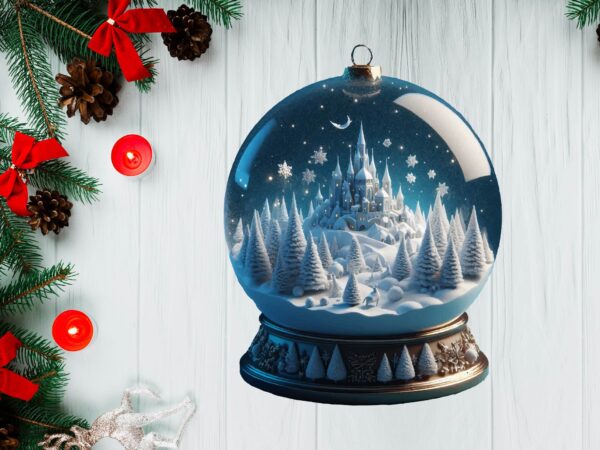 3d snowy landscape globe xmas ornament png sublimation