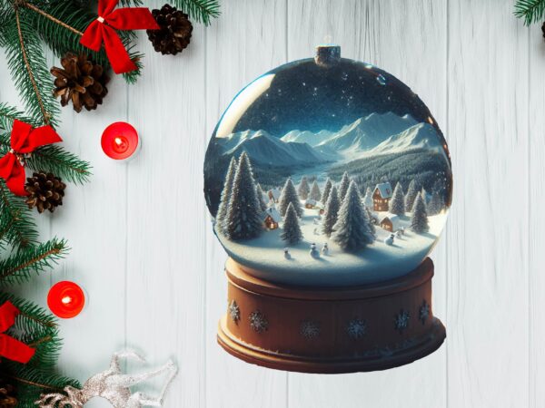 3d snowy landscape globe xmas ornament png sublimation