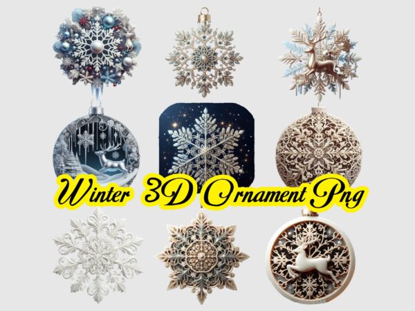 Winter 3d ornament png sublimation t shirt design for sale