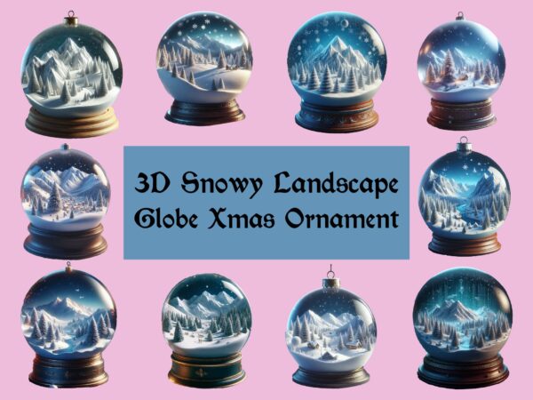 3d snowy landscape globe xmas ornament png sublimation