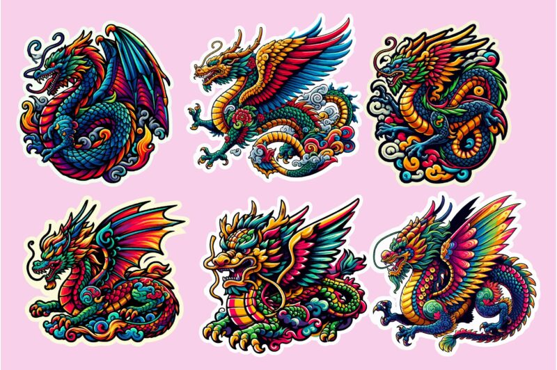 Dragon colorful sticker PNG Sublimation