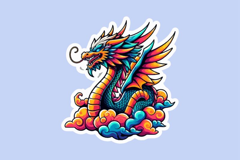 Dragon colorful sticker PNG Sublimation