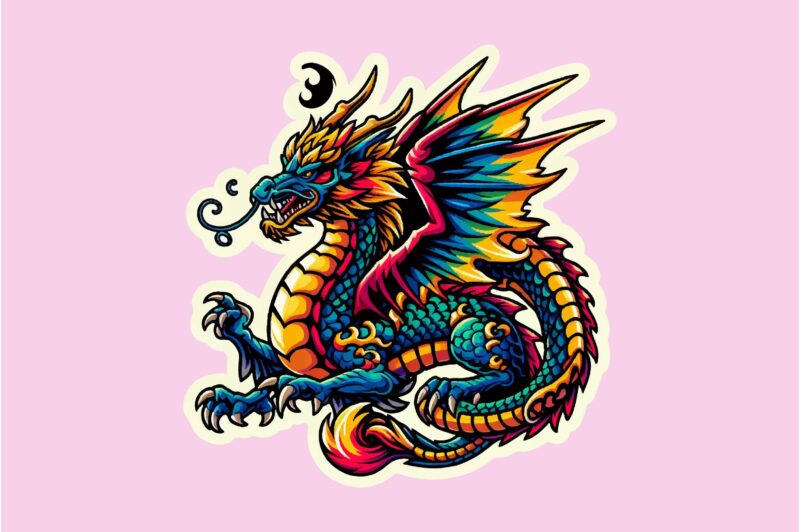 Dragon colorful sticker PNG Sublimation