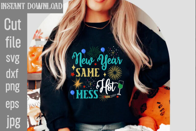 Happy New Year T-shirt Designs Bundle,20 Designs,Happy New Year SVG Bundle, Hello 2024 Svg, New Year Decoration, New Year Sign,