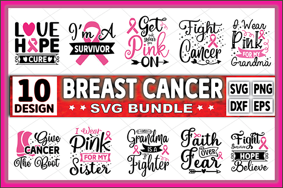 Breast Cancer SVG Bundle, Cancer SVG, Cancer Awareness, Instant Download, Ribbon svg,Breast Cancer Shirt, cut files, Cricut, Silhouette