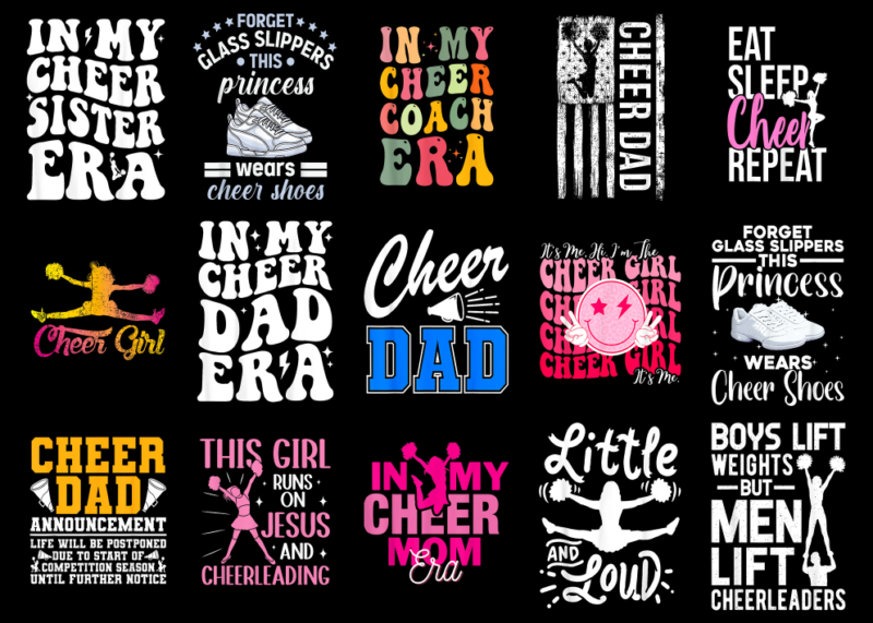 15 Cheerleading Shirt Designs Bundle For Commercial Use Part 1, Cheerleading T-shirt, Cheerleading png file, Cheerleading digital file, Chee