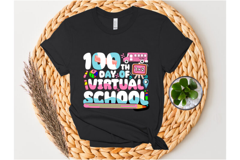 100th day of virtual school SVG Design . 100th day of virtual school T-shirt Design . 100th day of virtual school Vector Design . 100th .