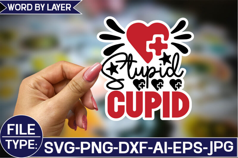 Stupid Cupid Sticker SVG Design