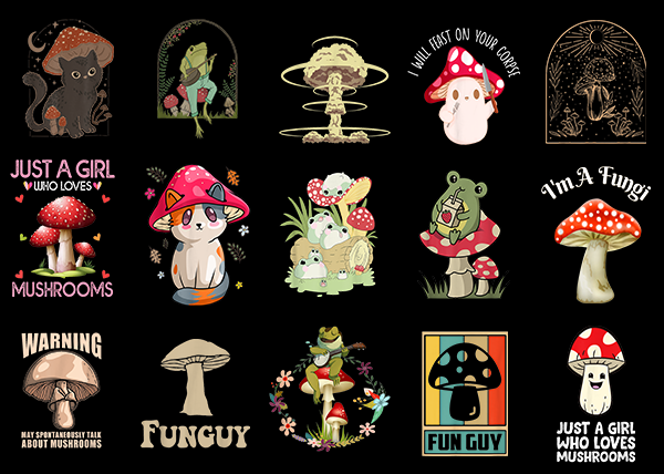 15 mushroom shirt designs bundle for commercial use part 1, mushroom t-shirt, mushroom png file, mushroom digital file, mushroom gift, mushr