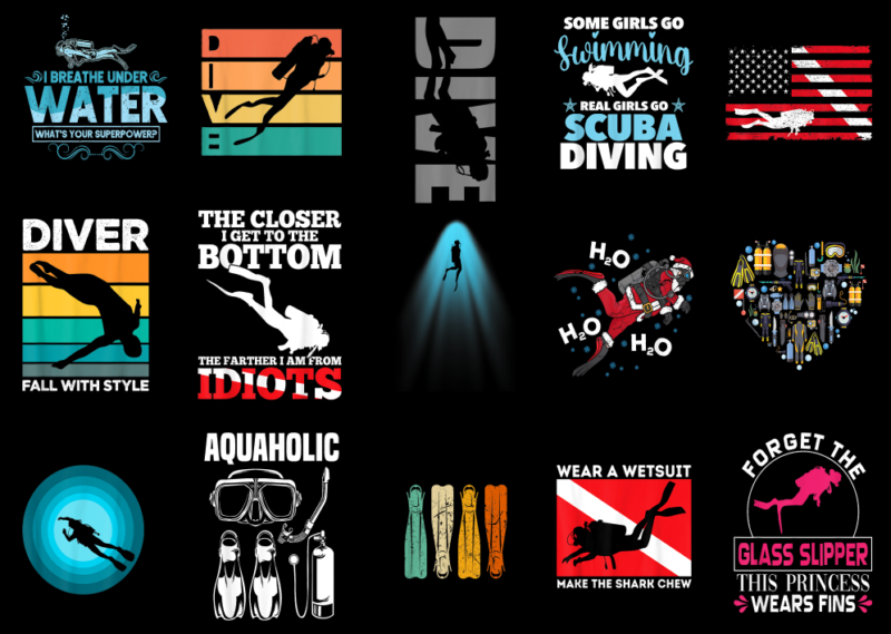 15 Scuba Shirt Designs Bundle For Commercial Use Part 1, Scuba T-shirt, Scuba png file, Scuba digital file, Scuba gift, Scuba download, Scub