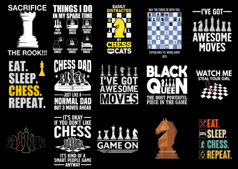 15 Chess Shirt Designs Bundle For Commercial Use Part 1, Chess T-shirt, Chess png file, Chess digital file, Chess gift, Chess download, Ches