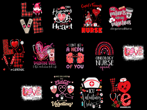 13 nurse valentine shirt designs bundle for commercial use part 10, nurse valentine t-shirt, nurse valentine png file, nurse valentine digit