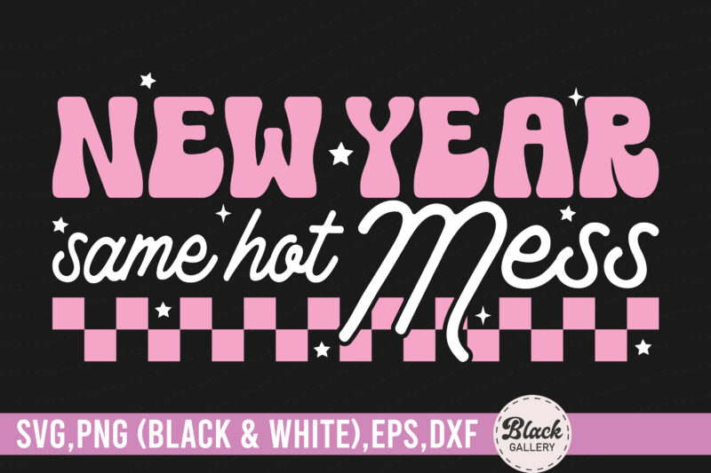 Retro Pink New Year Quote SVG