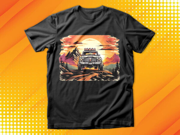 Monster truck sunset t-shirt