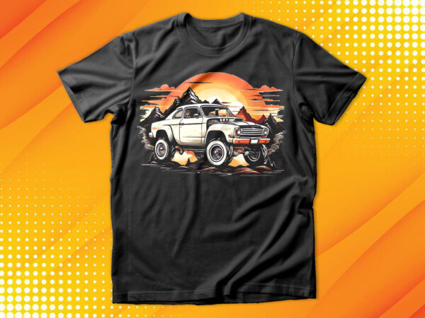 Monster truck sunset t-shirt