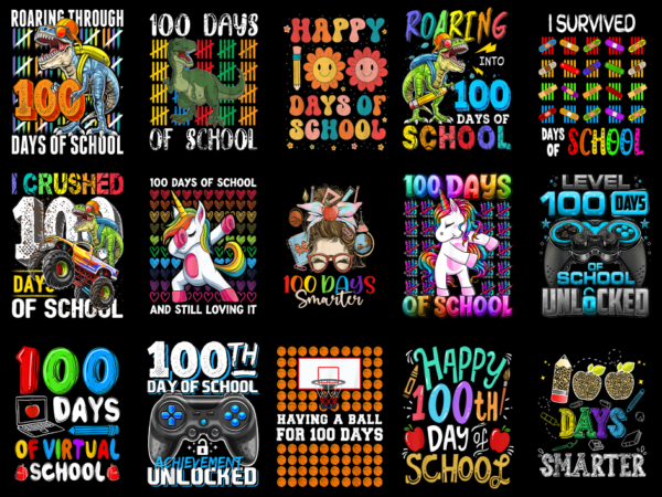 15 100 days of school shirt designs bundle for commercial use part 18, 100 days of school t-shirt, 100 days of school png file, 100 days of