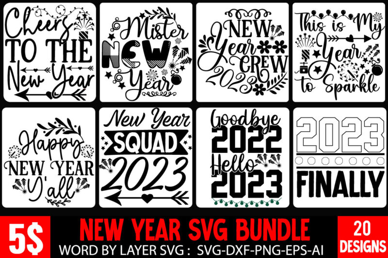 New Year 2024 T-Shirt Design Mega Bundle,New Year T-Shirt Design, New Year 2024 SVG Bundle | Happy New Year 2024 | New Year Sublimation