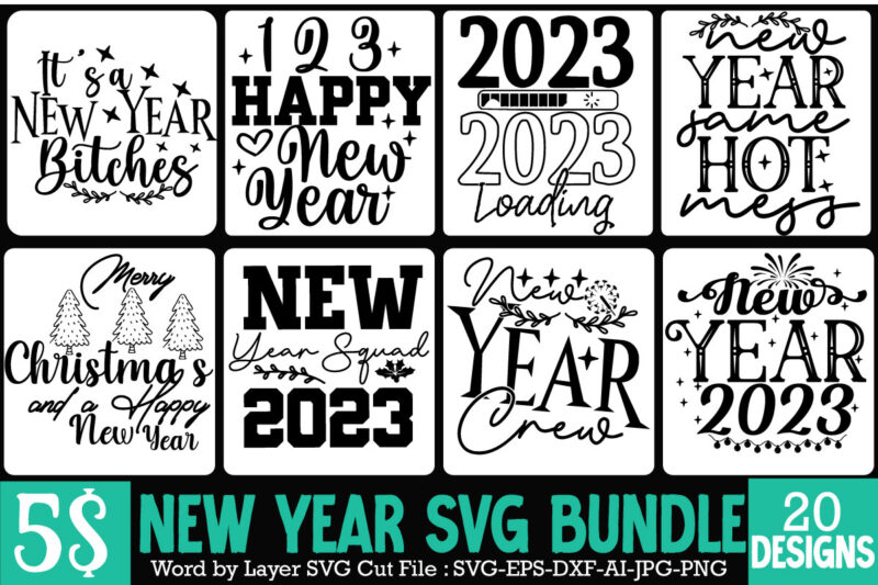 New Year 2024 T-Shirt Design Mega Bundle,New Year T-Shirt Design, New Year 2024 SVG Bundle | Happy New Year 2024 | New Year Sublimation